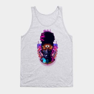 Afro Hair Black Girl Shogun Melanin Ronin Warrior 3 Tank Top